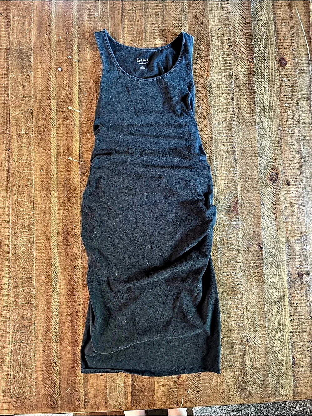 Isabel Maternity Black Ruched Maternity Dress Size Small